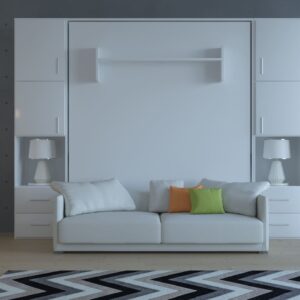Wall bed with sofa and storage